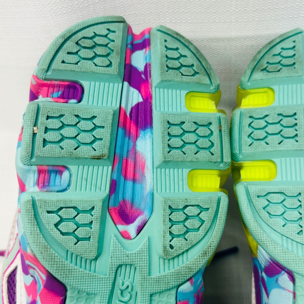 Asics Gel-Frantic 7 Running Shoes Womens 10 White Purple Teal Rainbow Sneakers - Picture 12 of 15